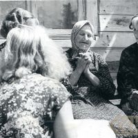 The folklore informant Anna Lāce with folklorists