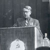 Ēvalds Sokols giving a presentation