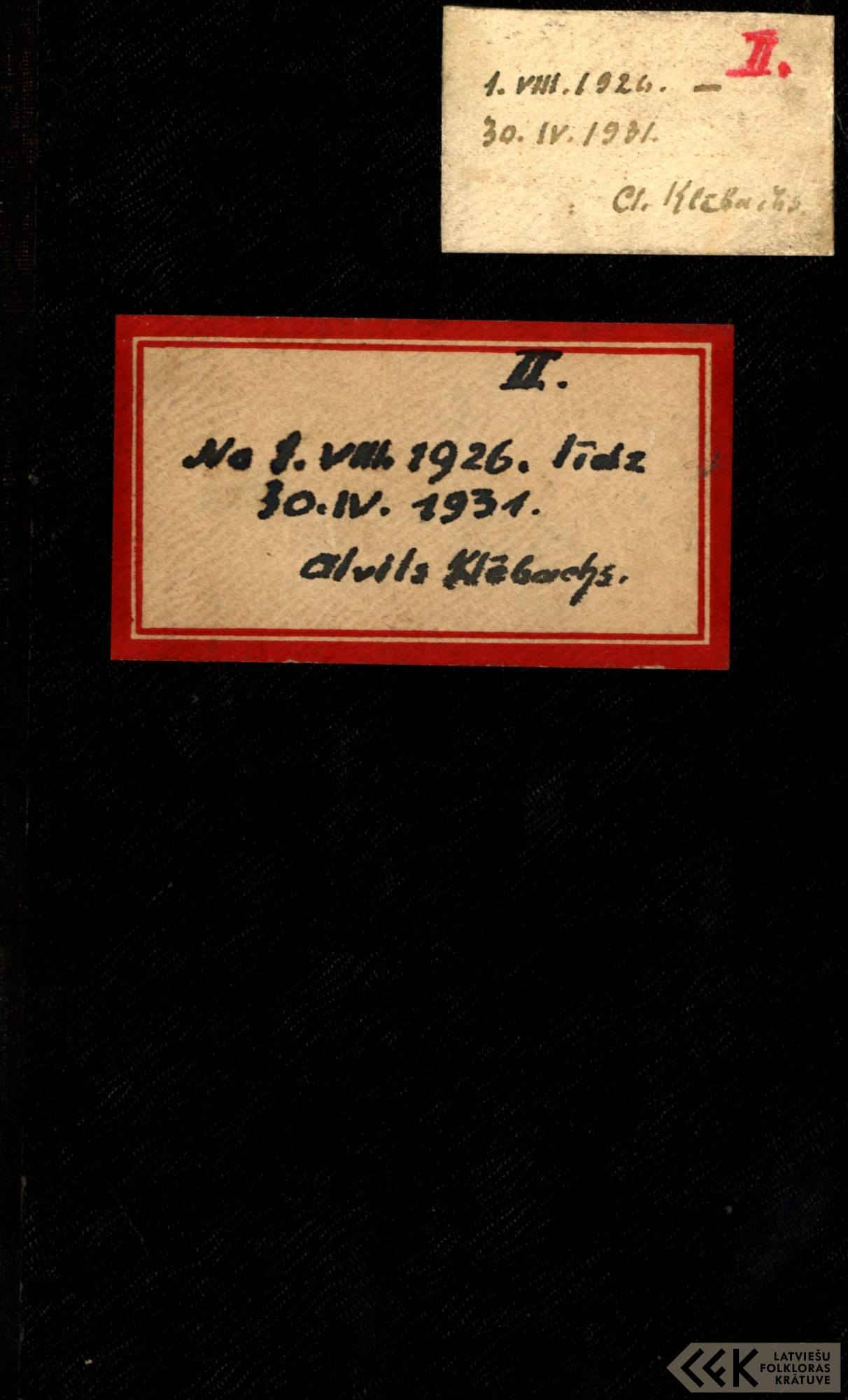 First manuscript page: Diaries of Alvils Kalnietis (Klēbahs)