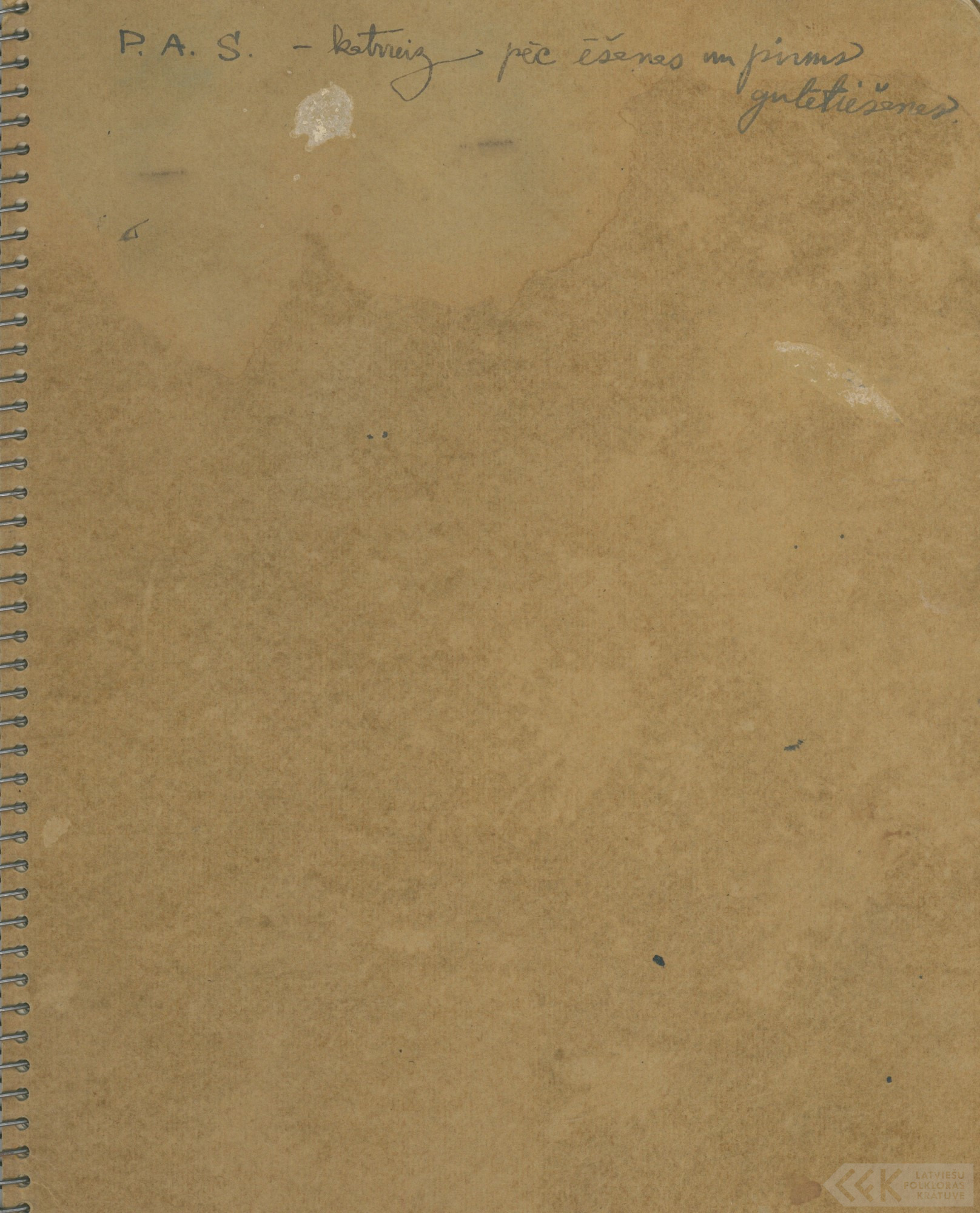 First manuscript page: Diaries of Andrejs Pablo Mierkalns