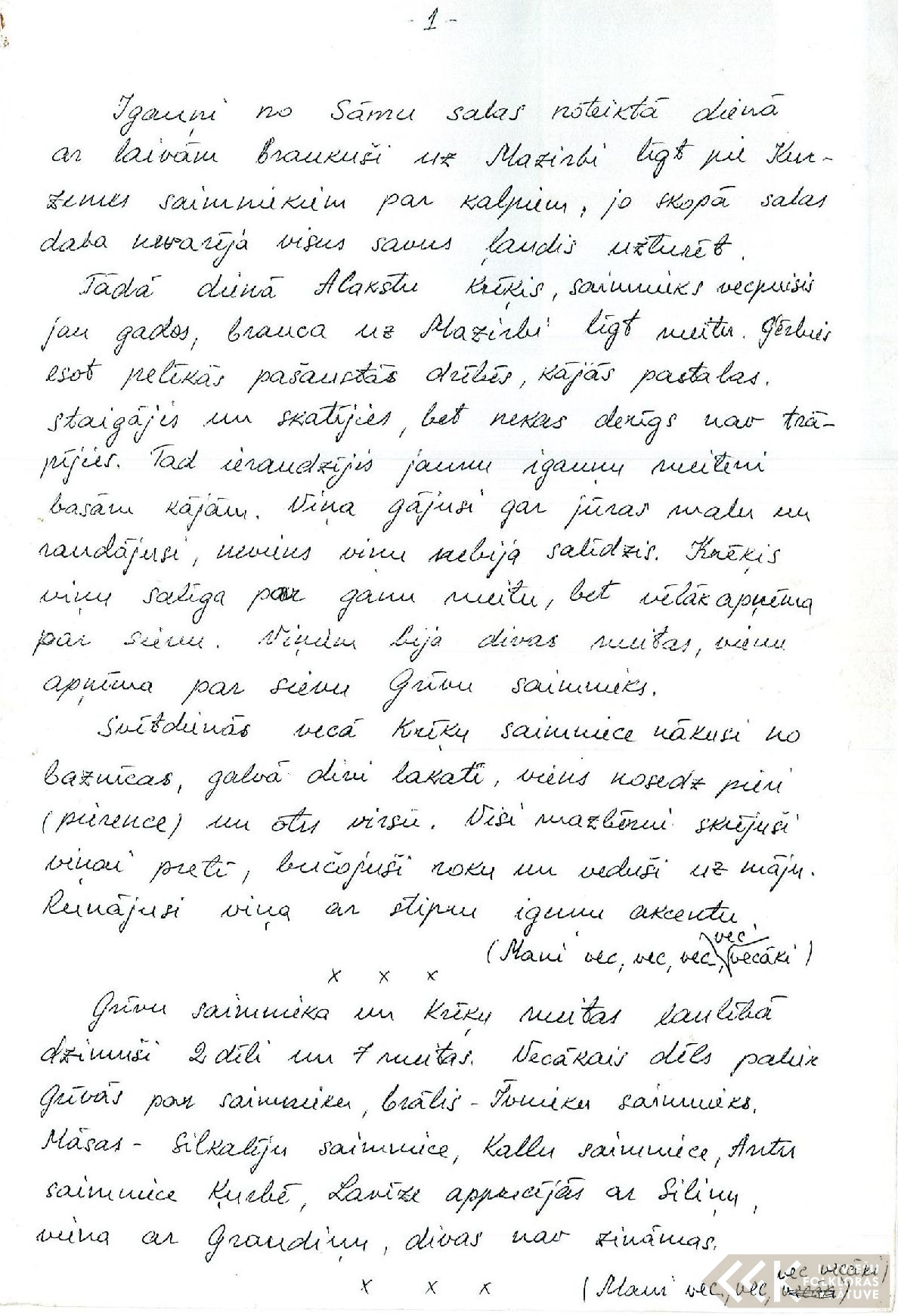 First manuscript page: Memories of Nadīna Pavlova