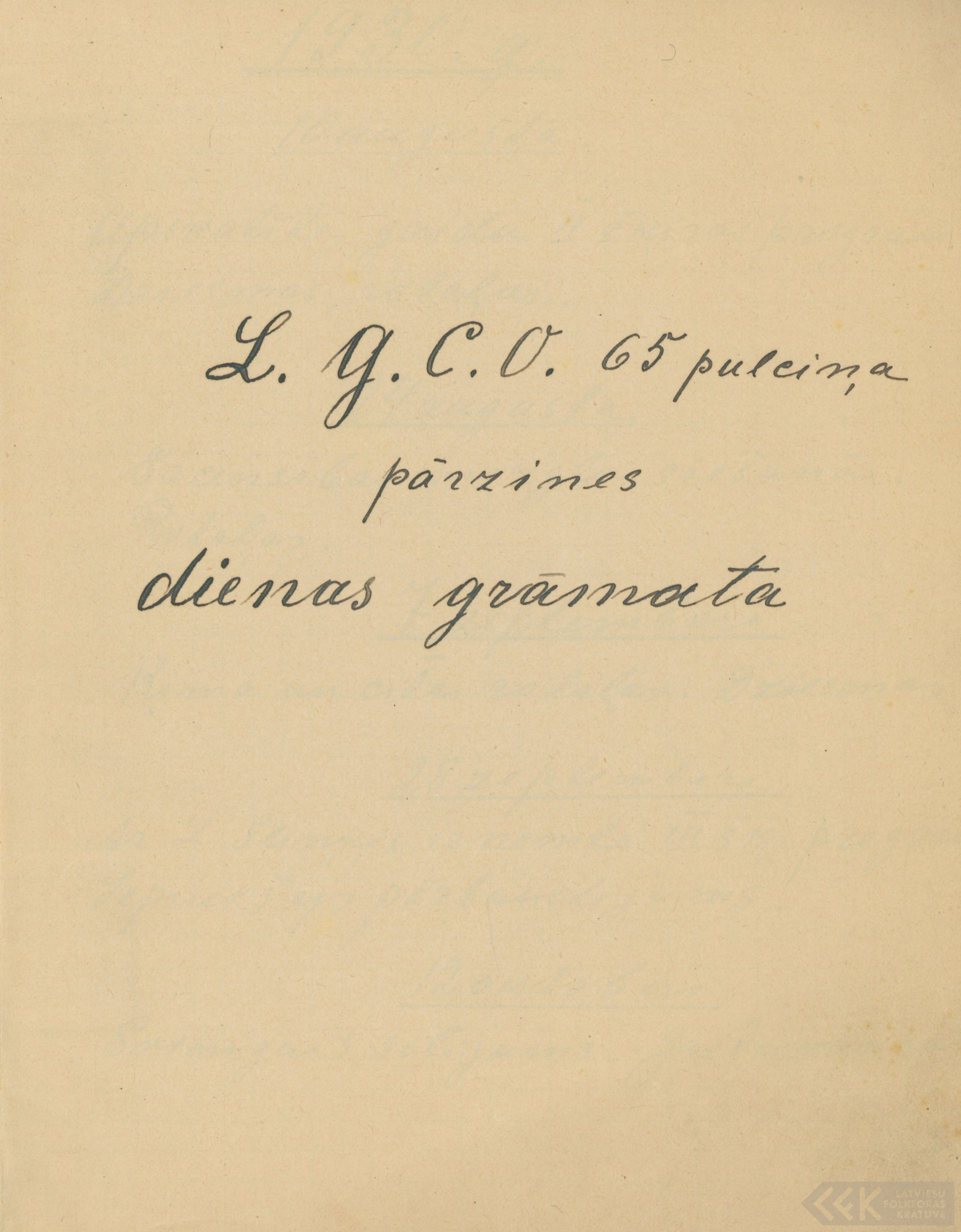First manuscript page: Diary of the leader of L. G. C. O. group No. 65