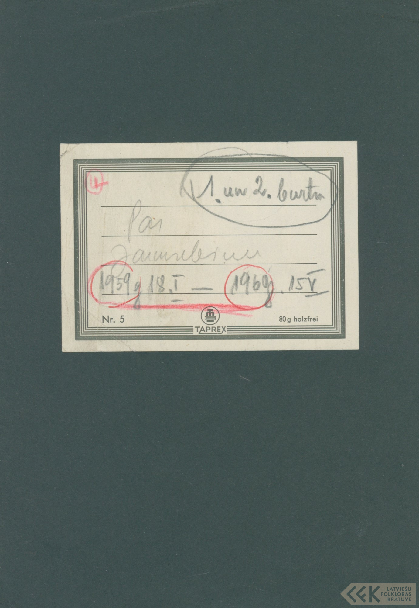 First manuscript page: Diaries and letters by Austra Rudzīte