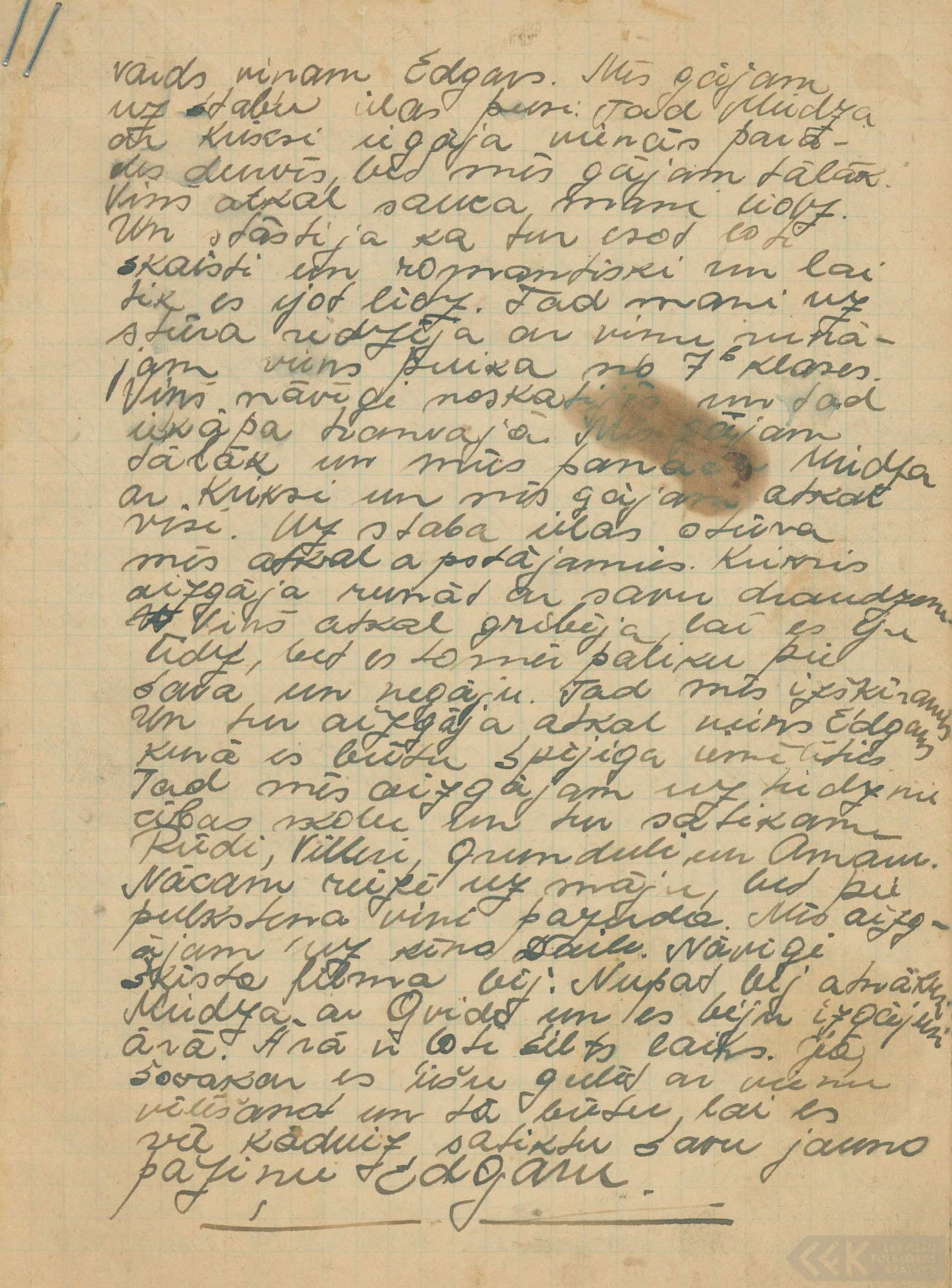 First manuscript page: Diary by Aina Zepa