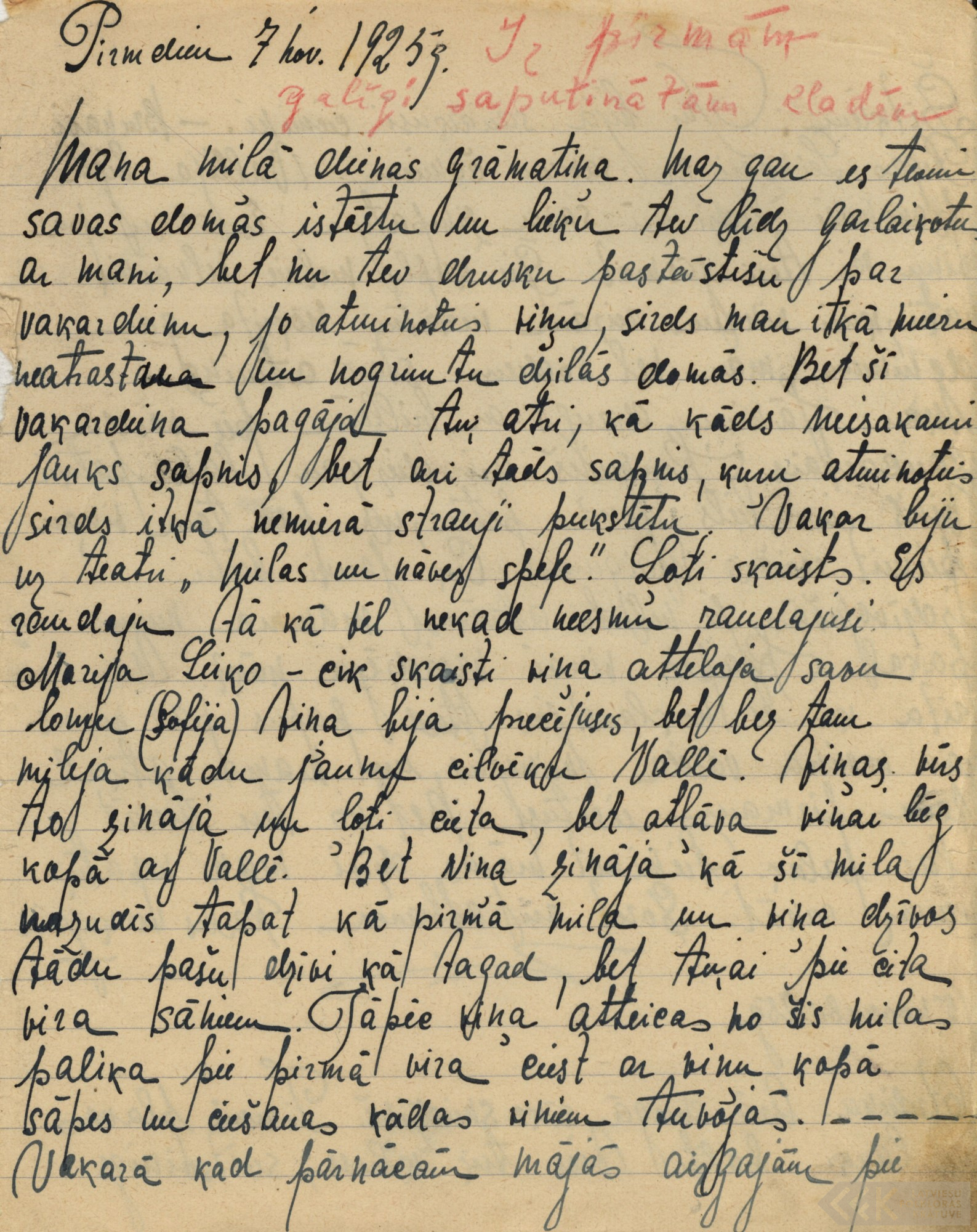 First manuscript page: Diary of Marta Kapiņa